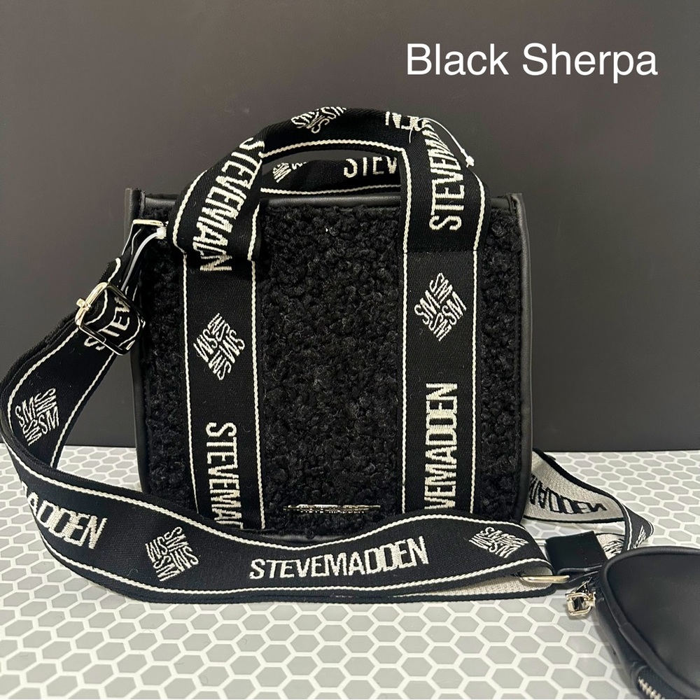 Steve Madden Black Sherpa Authentic Bwebber Satch… - image 1
